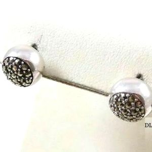 Vintage SS 925 Round Stud Marcasite Earrings